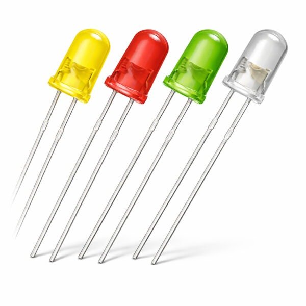 5mm LED Indicator Light – Yellow, Green, Red, White for Arduino & Electronics